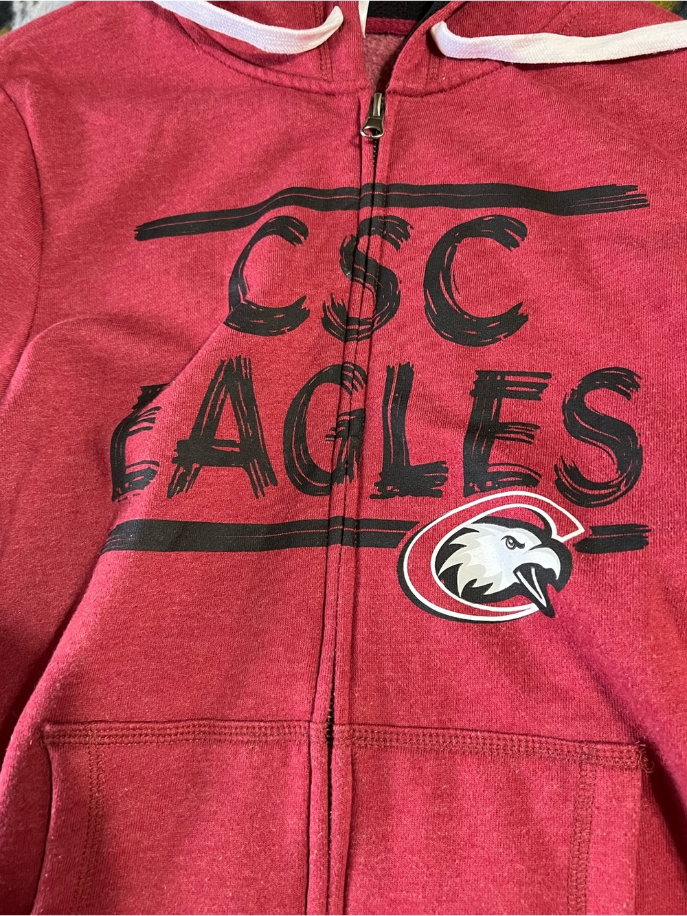 Russell Athletic Maroon Red Chadron state Eagles Zip-Up Hoodie - Picture 2 of 4